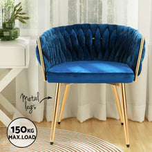 Load image into Gallery viewer, Artiss Dining Chair Velvet Weaving Armchair Blue