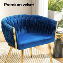Load image into Gallery viewer, Artiss Dining Chair Velvet Weaving Armchair Blue
