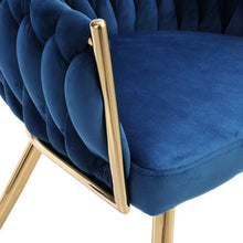 Load image into Gallery viewer, Artiss Dining Chair Velvet Weaving Armchair Blue