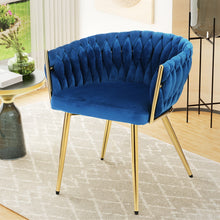 Load image into Gallery viewer, Artiss Dining Chair Velvet Weaving Armchair Blue