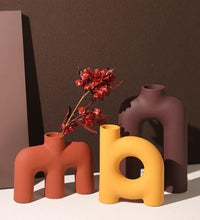 Load image into Gallery viewer, Tubular Letter Vase Set(3-Piece ) – Modern Ceramic Decor for Living Room, Dining Table & TV Stand | Other Luxury Styles Available in Store