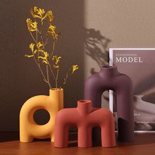 Load image into Gallery viewer, Tubular Letter Vase Set(3-Piece ) – Modern Ceramic Decor for Living Room, Dining Table & TV Stand | Other Luxury Styles Available in Store