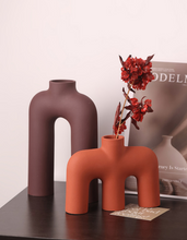 Load image into Gallery viewer, Tubular Letter Vase Set(3-Piece ) – Modern Ceramic Decor for Living Room, Dining Table & TV Stand | Other Luxury Styles Available in Store