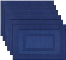 Load image into Gallery viewer, Placemats, Washable Woven Vinyl Placemats for Dining Tables, Easy to Clean Plastic Placemats Set of 6 (18 X12 Inch, Navy Blue)