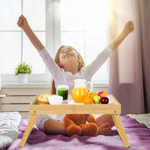Load image into Gallery viewer, Folding table - Camping table - Portable folding table - Can be used as a dining table, TV table, laptop table, snack table, sofa table or work table - Natural wood color