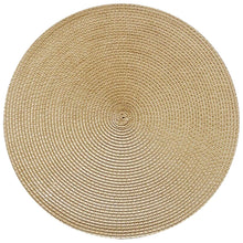 Load image into Gallery viewer, JWDX Placemats, 4 Pieces of Hand-Woven Placemats Insulation Mats Dining Table Anti-Slip Mats Clearance! Woven Spiral Table Placemats 15 Inches Round Set of 4 Non Slip Dining & Kitchen Table Mats Gold