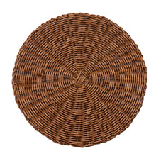 Load image into Gallery viewer, 14 Inch Round Woven Placemats, Non Slip Heat Resistant Plastic Table Mats,Table Placemat For Household Use,Round Rattan Placemats Braided Cup Coasters For Drink Kitchen Dining Table Decoration Brown