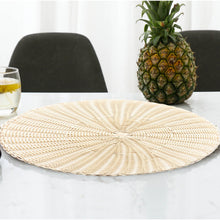 Load image into Gallery viewer, 14 Inch Round Woven Placemats, Non Slip Heat Resistant Plastic Table Mats,Table Placemat For Household Use,Round Rattan Placemats Braided Cup Coasters For Drink Kitchen Dining Table Decoration,Brown White