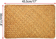 Load image into Gallery viewer, QZS Farmhouse Wicker Placemats,Woven Rattan Place Mat,Rectangular Table Pat,Hand Bamboo Tea Cup Mat,Natural Straw Placemat,Hand-woven Place Mats for Dining Table Home Kitchen Picnic 2Pcs