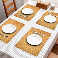 Load image into Gallery viewer, QZS Farmhouse Wicker Placemats,Woven Rattan Place Mat,Rectangular Table Pat,Hand Bamboo Tea Cup Mat,Natural Straw Placemat,Hand-woven Place Mats for Dining Table Home Kitchen Picnic 2Pcs
