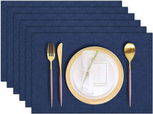 Load image into Gallery viewer, Cloth Placemats Set of 6, Cotton Linen Blend Machine Washable Durable Linen Table Mats, Heat Resistant Placemats Wrinkle Free Place Mats for Dining Table, Easy to Clean (Navy Blue, 6)