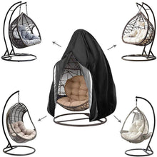 Load image into Gallery viewer, Patio Egg Chair Cover Waterproof Wicker Swing Egg Chair Cover with Zipper and Bottom Buckle Single Seat for Outdoor Furniture, Black, (115*190CM)
