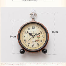 Load image into Gallery viewer, Vintage Analog Alarm Clock, 5 inch Small Silent Desk Clock with Night Light, Battery Operated for Table, Bedroom, Bedside, Living Room, Gift Clock (Flower)