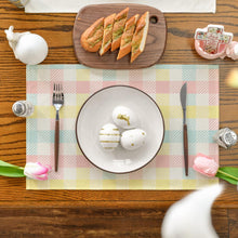 Load image into Gallery viewer, Blue Pink Yellow Buffalo Plaid Placemats Set of 4, 12x18 Inch Seasonal Easter Table Mats for Party Kitchen Dining Decoration