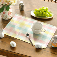 Load image into Gallery viewer, Blue Pink Yellow Buffalo Plaid Placemats Set of 4, 12x18 Inch Seasonal Easter Table Mats for Party Kitchen Dining Decoration