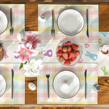 Load image into Gallery viewer, Blue Pink Yellow Buffalo Plaid Placemats Set of 4, 12x18 Inch Seasonal Easter Table Mats for Party Kitchen Dining Decoration