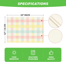 Load image into Gallery viewer, Blue Pink Yellow Buffalo Plaid Placemats Set of 4, 12x18 Inch Seasonal Easter Table Mats for Party Kitchen Dining Decoration