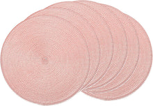 Load image into Gallery viewer, Round Braided Placemats 15 Inch Round Table Mats for Dining Tables Natural Woven Heat Resistant Place mats Set of 6 (Pink)