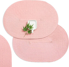 Load image into Gallery viewer, Placemats Set of 6 for Dining Table Washable Woven Non-Slip 18x12 inches Placemat Heat-Resistant Durable Table Mats for Dining Table Easy to Clean(Pink)