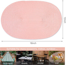 Load image into Gallery viewer, Placemats Set of 6 for Dining Table Washable Woven Non-Slip 18x12 inches Placemat Heat-Resistant Durable Table Mats for Dining Table Easy to Clean(Pink)