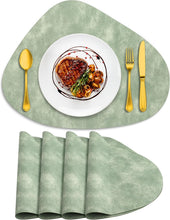 Load image into Gallery viewer, Placemats, Heat Resistant Round Placemats Set of 4 Washable 13 x 17 Inch, Waterproof Table Mats Wipeable for Kitchen, Dining Room Table Christmas Decor, Green