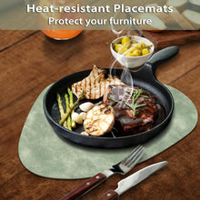 Load image into Gallery viewer, Placemats, Heat Resistant Round Placemats Set of 4 Washable 13 x 17 Inch, Waterproof Table Mats Wipeable for Kitchen, Dining Room Table Christmas Decor, Green