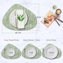 Load image into Gallery viewer, Placemats, Heat Resistant Round Placemats Set of 4 Washable 13 x 17 Inch, Waterproof Table Mats Wipeable for Kitchen, Dining Room Table Christmas Decor, Green