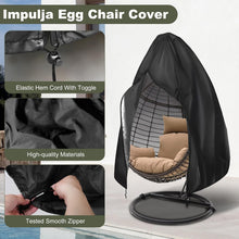 Load image into Gallery viewer, 【2025 Upgrade】420D Patio Egg Chair Cover with Zipper,Outdoor Hanging Egg Chair Cover,UV Resistant,Windproof Heavy Duty,Wicker Egg Swing Chair Covers,Fits Single Seat Egg Chair,75" x 45",Black