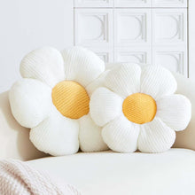 Load image into Gallery viewer, White Flower Decorative Throw Pillow for Bed Couch, Cute Daisy Shaped Plush Aesthetic Pillow, Soft 19.6" Floor Pillow Seat Cushion