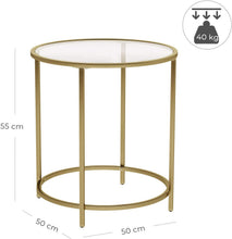Load image into Gallery viewer, Gold Round Side Table with Golden Metal Frame Robust and Stable