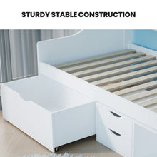Load image into Gallery viewer, Kingston Slumber Wooden Single Sofa Bed Frame with Storage Drawers - White - The White Mall