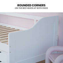 Load image into Gallery viewer, Kingston Slumber Wooden Single Sofa Bed Frame with Storage Drawers - White - The White Mall