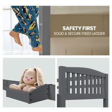 Load image into Gallery viewer, Kingston Slumber Single Bunk Bed Frame Solid Pine Wood Timber, Modular Design, Grey