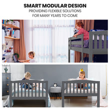 Load image into Gallery viewer, Kingston Slumber Single Bunk Bed Frame Solid Pine Wood Timber, Modular Design, Grey