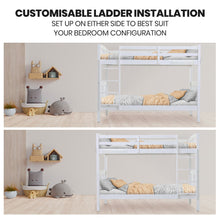 Load image into Gallery viewer, Kingston Slumber Wooden Kids Bunk Bed Frame, with Modular Design that can convert to 2 Single, White