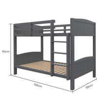 Load image into Gallery viewer, KINGSTON SLUMBER Single Bunk Bed Frame, Solid Pine 2-in-1 Modular Design Convert to 2 Single Beds, Grey