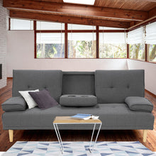 Load image into Gallery viewer, Sarantino Rochester Linen Fabric Sofa Bed Lounge Couch Futon Furniture Suite - Dark Grey