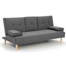 Load image into Gallery viewer, Sarantino Rochester Linen Fabric Sofa Bed Lounge Couch Futon Furniture Suite - Dark Grey