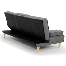 Load image into Gallery viewer, Sarantino Rochester Linen Fabric Sofa Bed Lounge Couch Futon Furniture Suite - Dark Grey