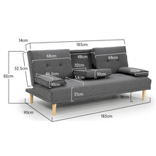 Load image into Gallery viewer, Sarantino Rochester Linen Fabric Sofa Bed Lounge Couch Futon Furniture Suite - Dark Grey