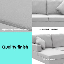 Load image into Gallery viewer, Sarantino Linen Corner Sofa Couch Lounge L-shape W/right Chaise Seat Light Grey