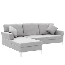 Load image into Gallery viewer, Sarantino Linen Corner Sofa Couch Lounge L-shape W/right Chaise Seat Light Grey