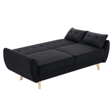 Load image into Gallery viewer, Sarantino 3 Seater Modular Linen Fabric Sofa Bed Couch Futon Suite - Black