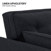 Load image into Gallery viewer, Sarantino 3 Seater Modular Linen Fabric Sofa Bed Couch Futon Suite - Black