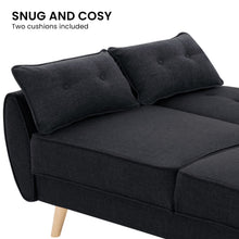 Load image into Gallery viewer, Sarantino 3 Seater Modular Linen Fabric Sofa Bed Couch Futon Suite - Black