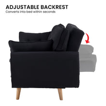 Load image into Gallery viewer, Sarantino 3 Seater Modular Linen Fabric Sofa Bed Couch Futon Suite - Black