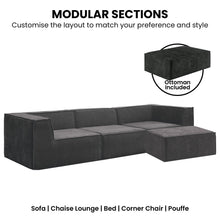 Load image into Gallery viewer, Sarantino Novi 3 - Seater Modular Sofa with Ottoman in Black Non - Slip Bottom Lounge - The White Mall