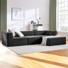 Load image into Gallery viewer, Sarantino Novi 3 - Seater Modular Sofa with Ottoman in Black Non - Slip Bottom Lounge - The White Mall
