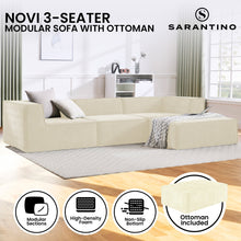 Load image into Gallery viewer, Sarantino Novi 3 - Seater Modular Sofa with Ottoman in Cream Non - Slip Bottom Lounge - The White Mall