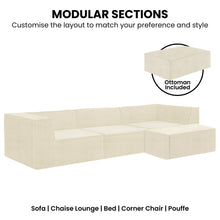 Load image into Gallery viewer, Sarantino Novi 3 - Seater Modular Sofa with Ottoman in Cream Non - Slip Bottom Lounge - The White Mall